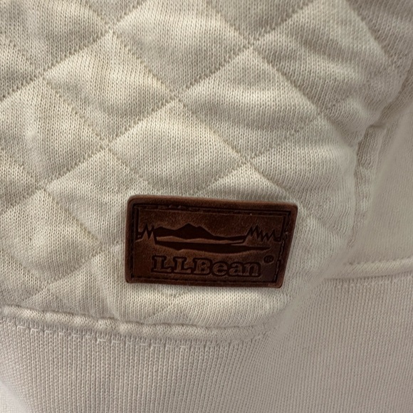 L.L. Bean Women's Cream/Off White Cotton Quilted Full Zip Sweatshirt (Large) - Picture 4 of 9